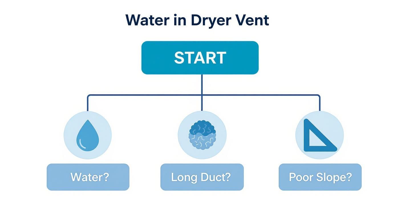 Infographic about water in dryer vent duct