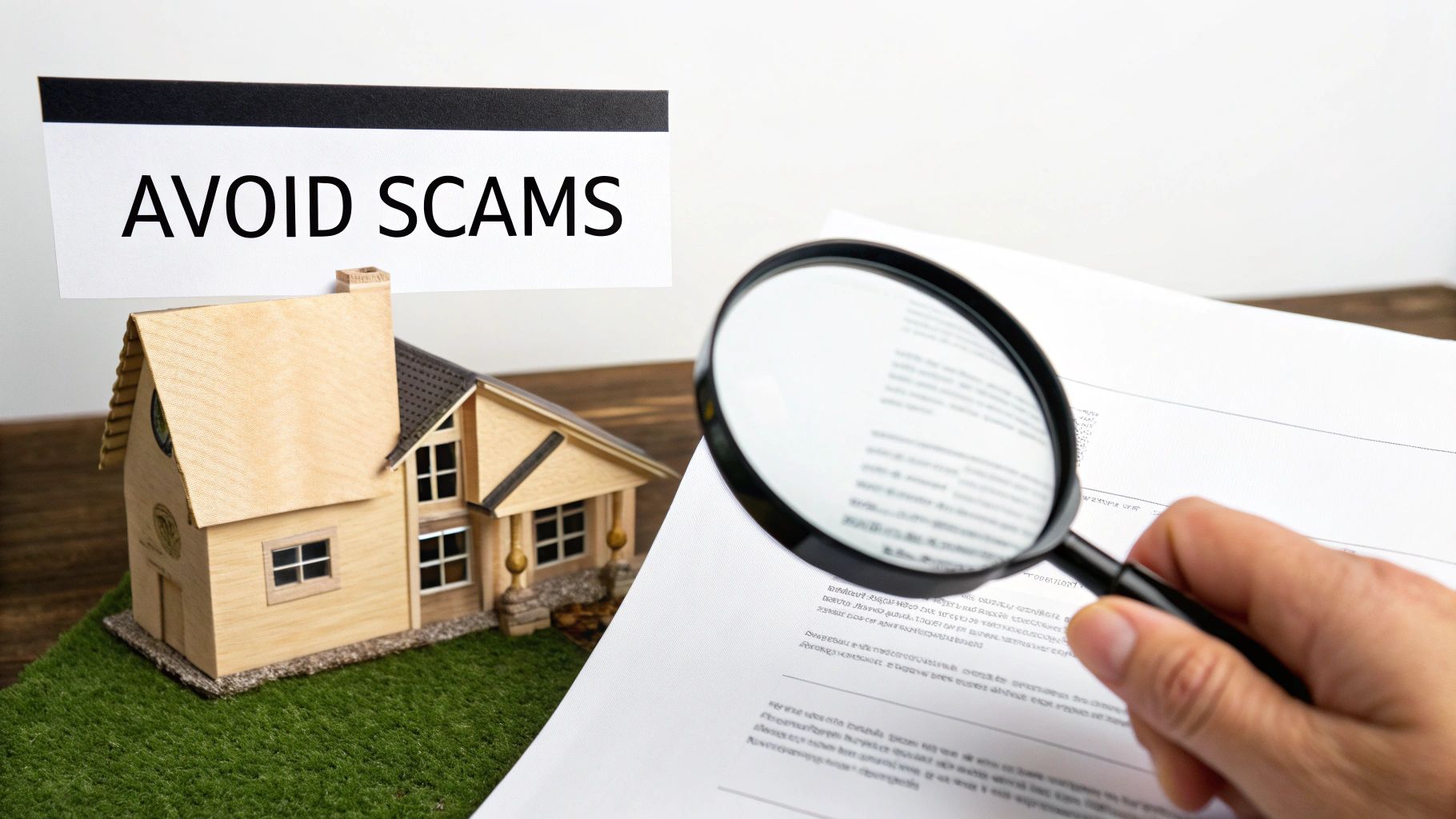 Magnifying glass examining fine print on a contract, symbolizing the need to look for hidden fees.