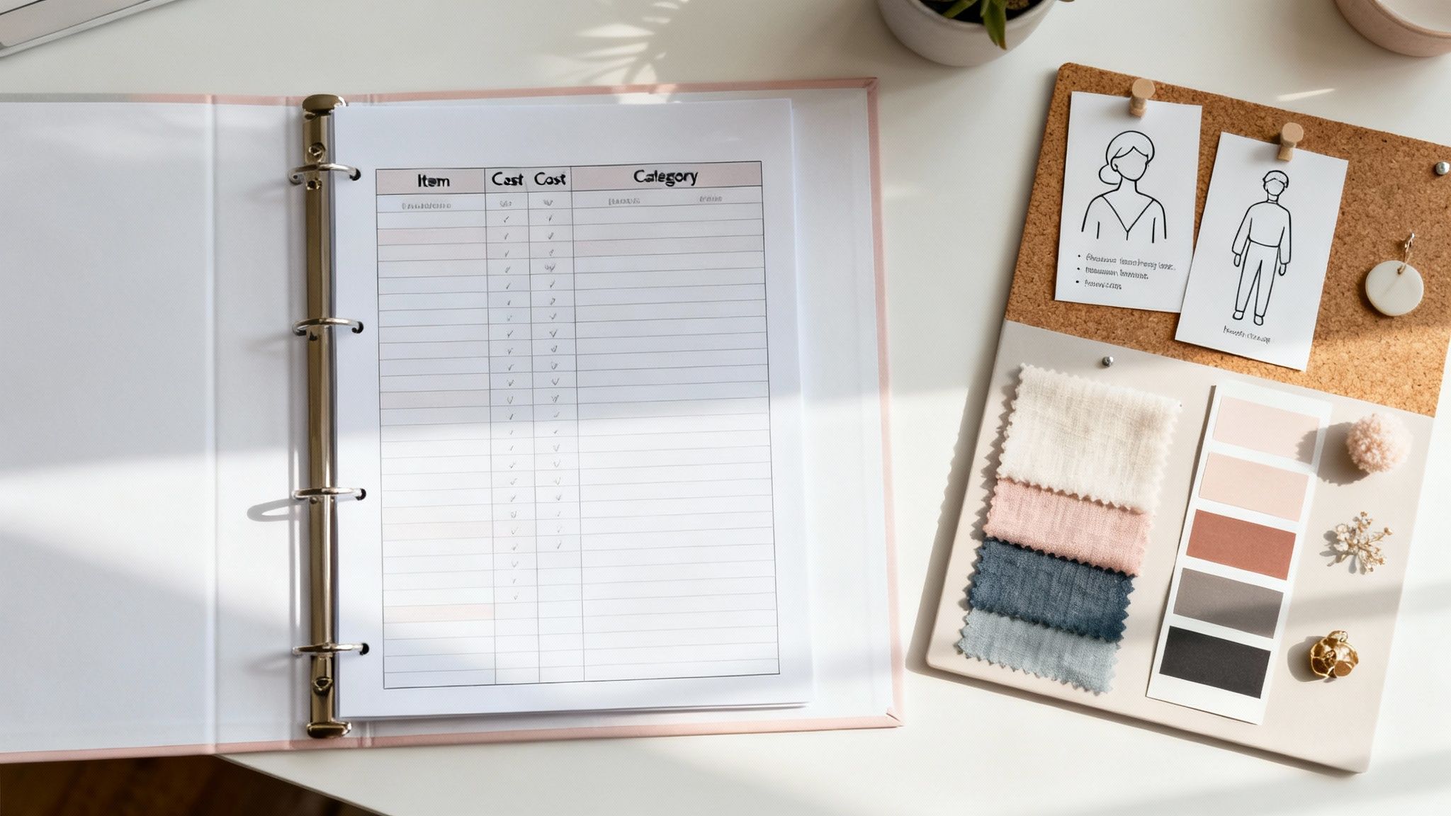 A person at a desk carefully planning an event with sticky notes and a laptop.