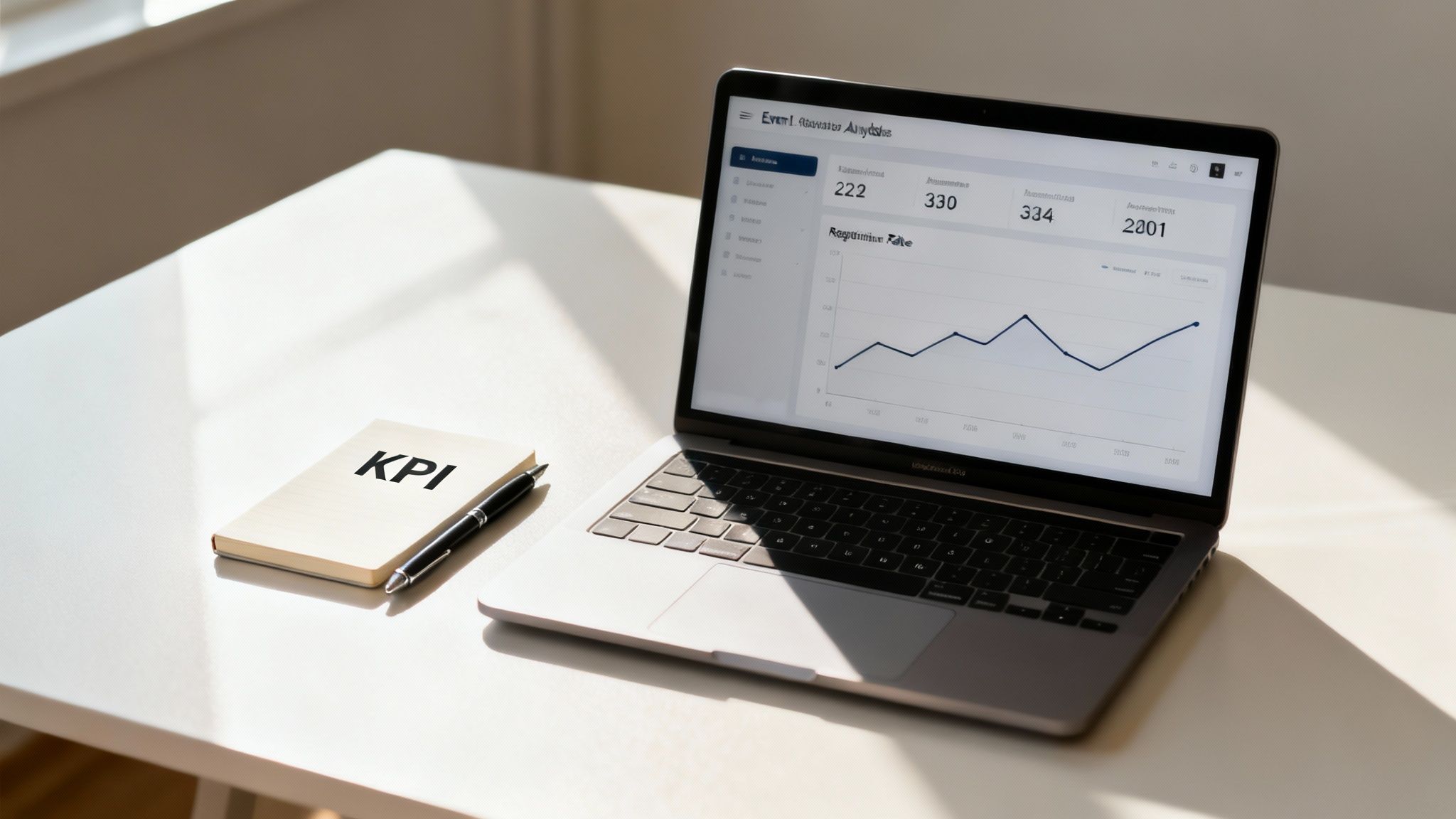 A dashboard showing various event analytics and key performance indicators.