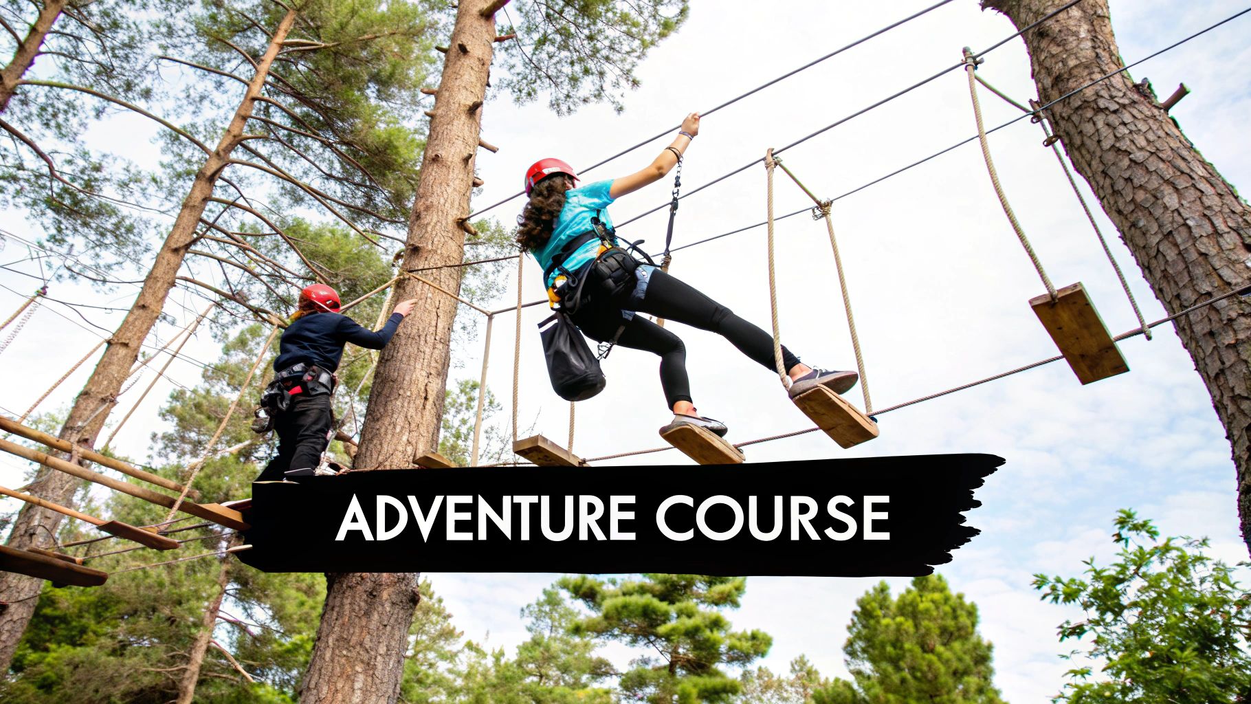 Team members participating in an Outdoor Adventure Course