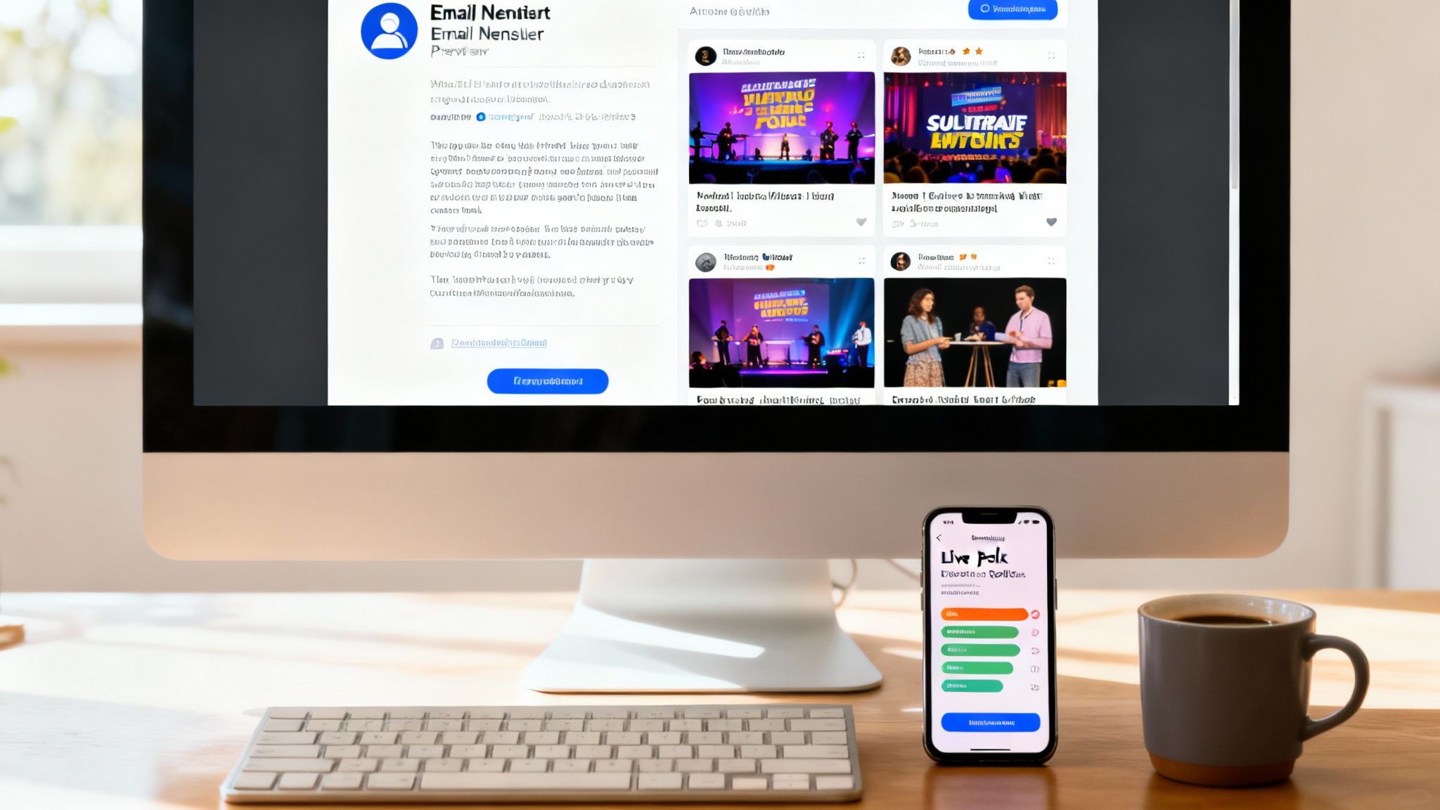 A diverse group of people engaging in a virtual event on their laptops.