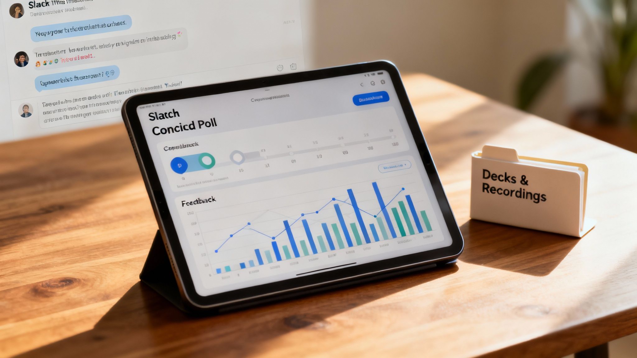 A person analyzing event feedback data on a laptop and making notes.