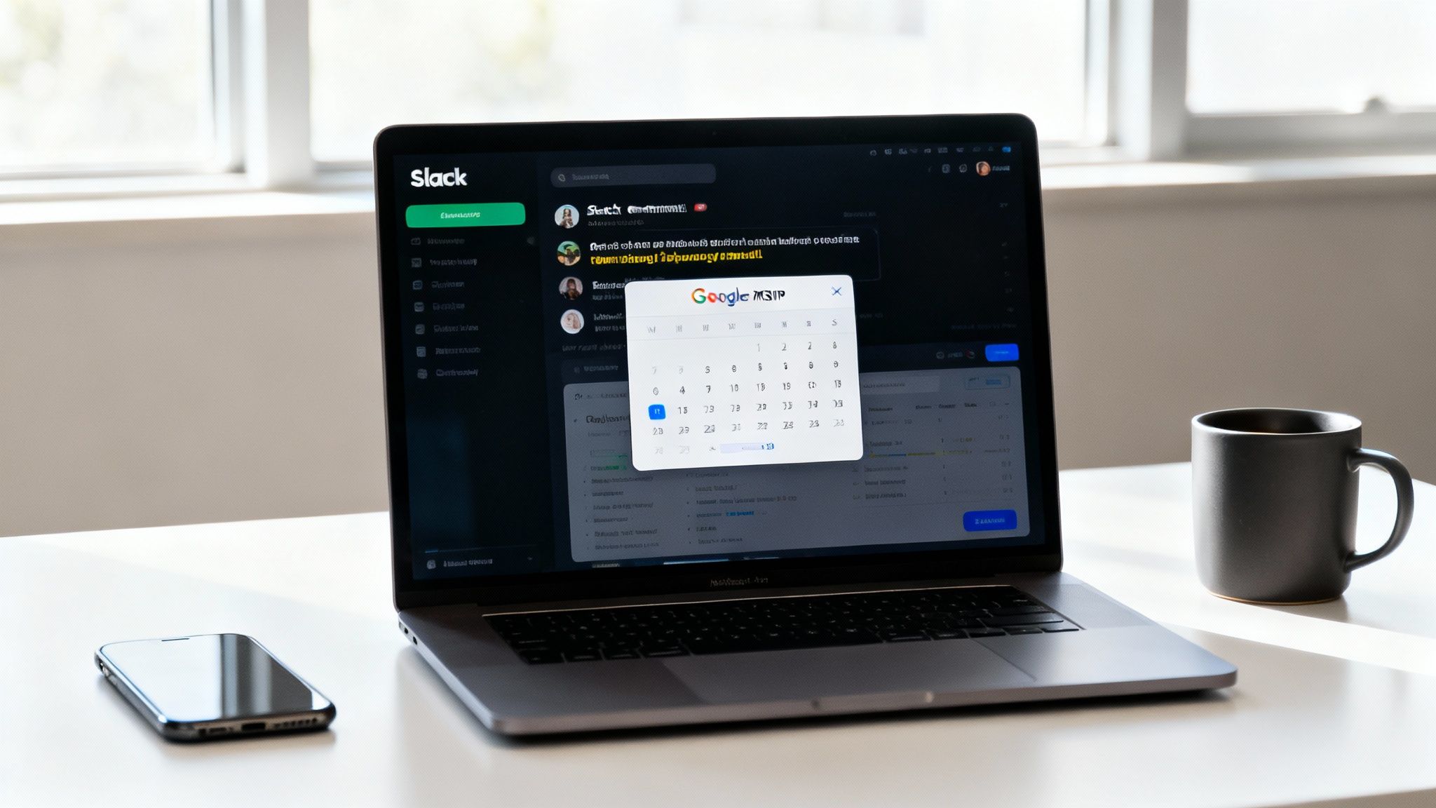 Screenshot of the Be There platform showing an event creation interface within Slack.
