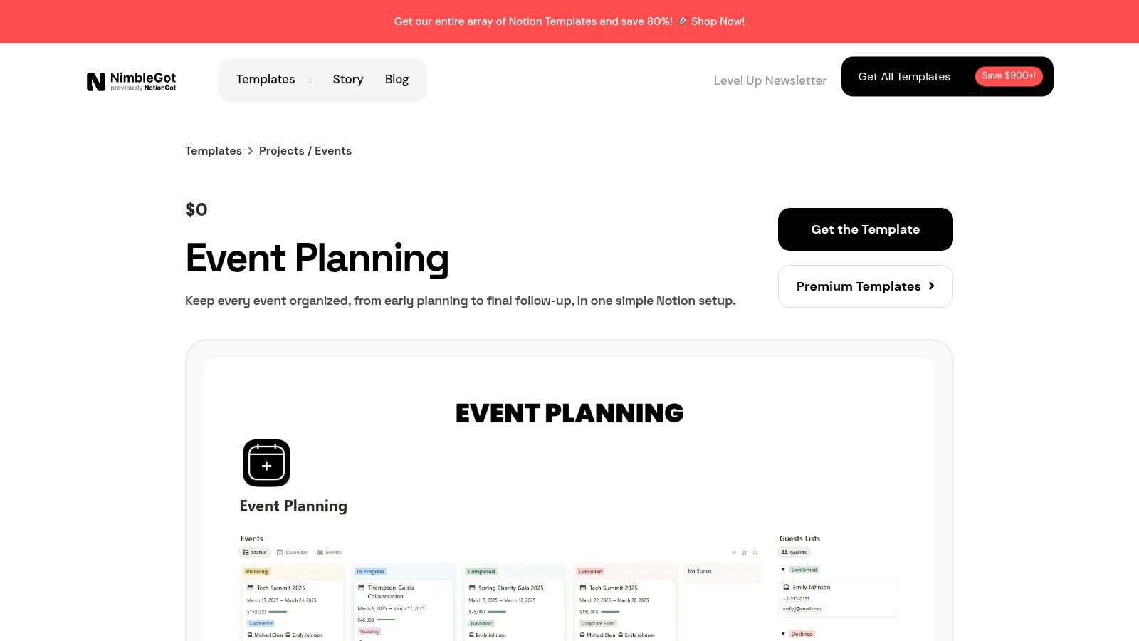 Notion templates (NimbleGot / Notionland)