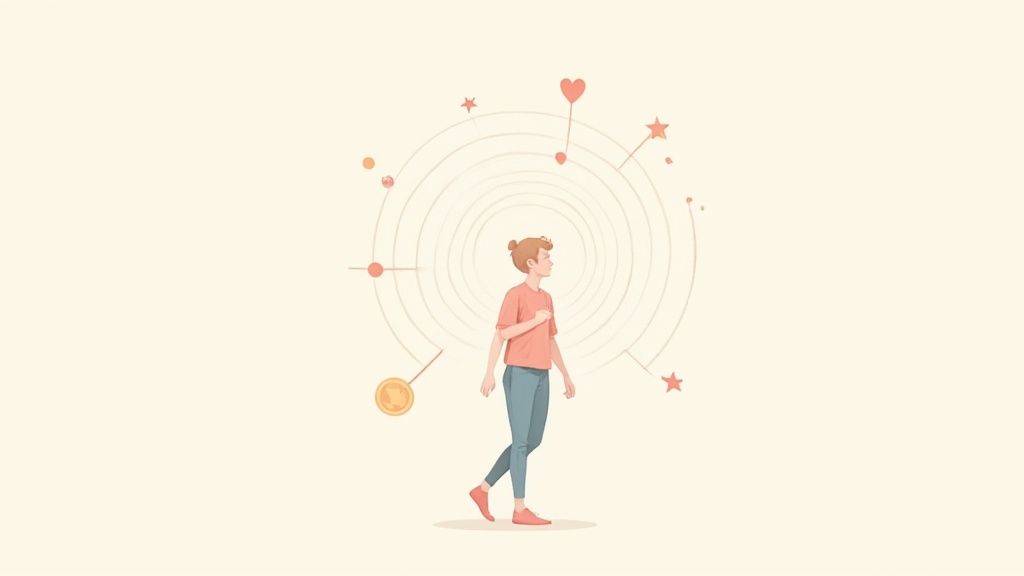 A person meditating in a serene, natural environment, symbolizing the connection between mind and universe.