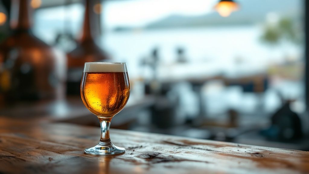 A flight of different craft beers from Granville Island Brewing