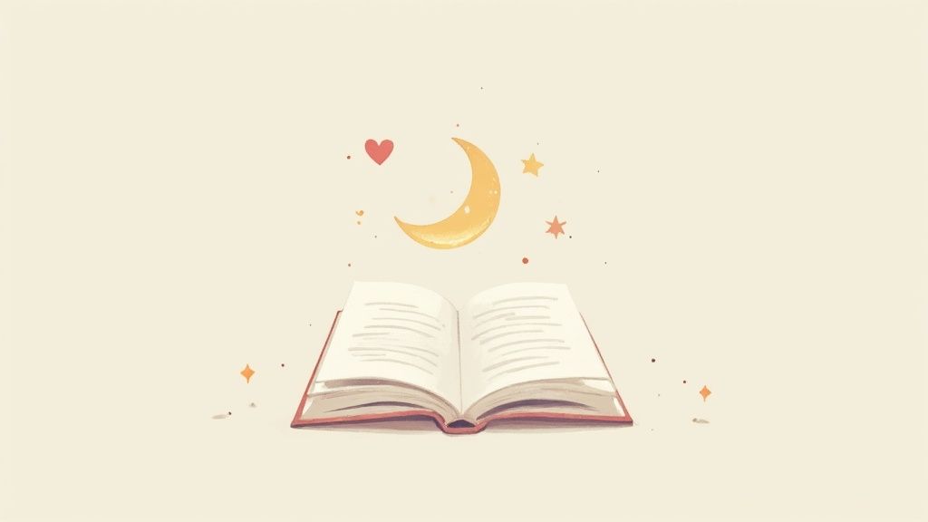 A woman journaling thoughtfully in a sunlit, peaceful room.