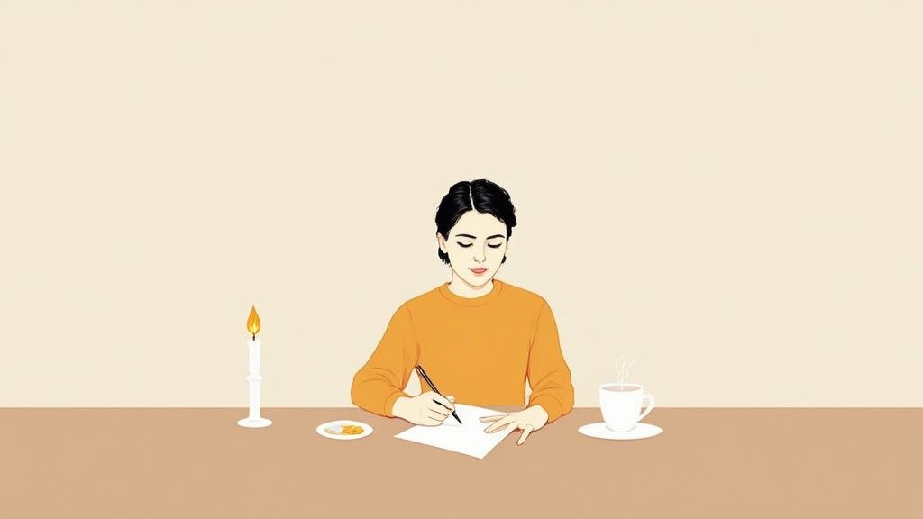 A serene person meditating in a quiet, sunlit room, preparing for an intuitive session.