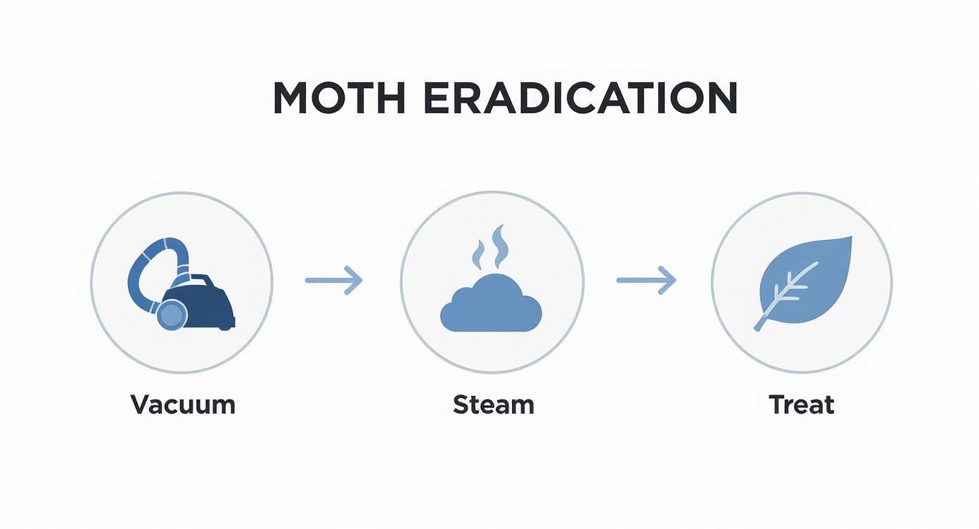 Infographic about how to get rid of carpet moths