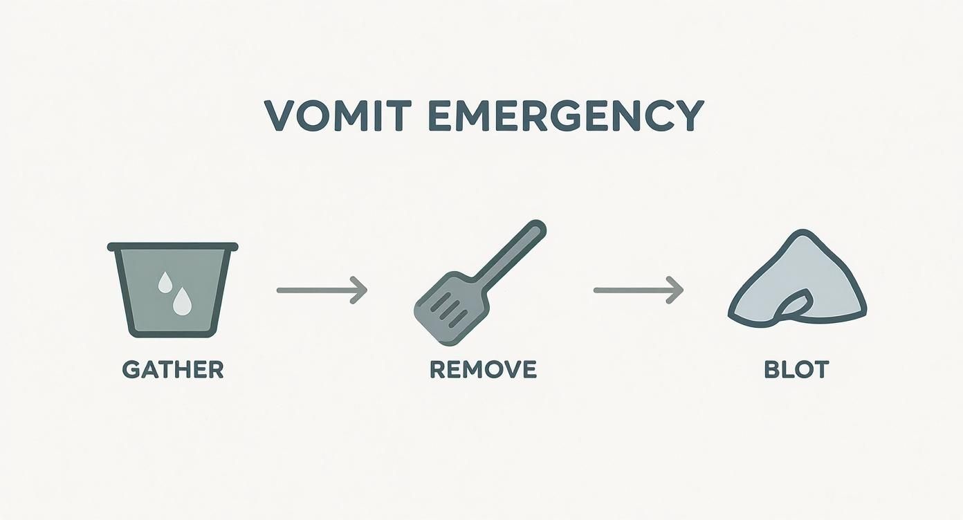Infographic about how to clean vomit from carpet