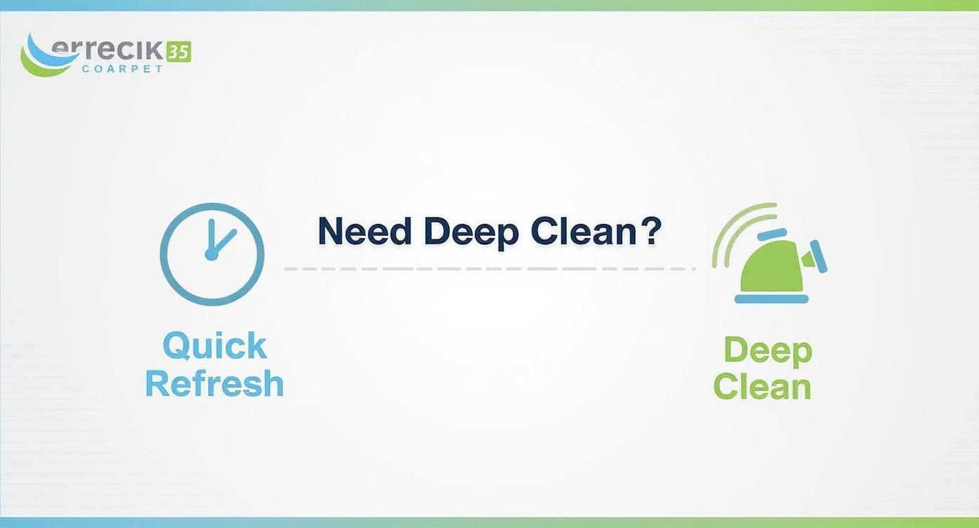 Errecik 35 Carpet offers two cleaning options: quick refresh or thorough deep clean services.