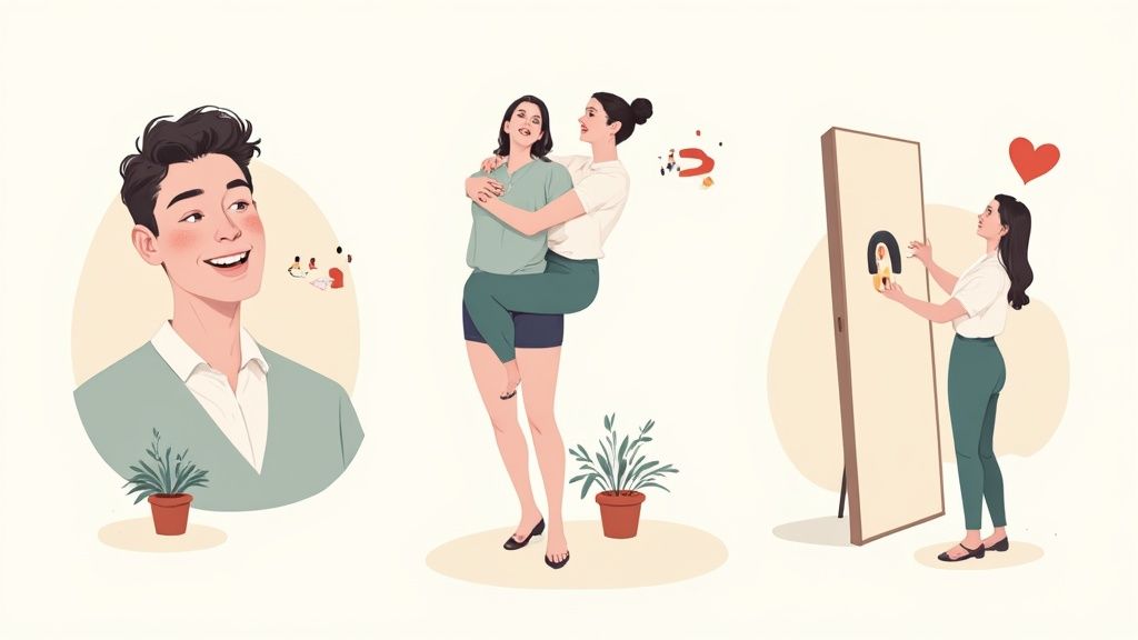 An open journal with inspiring handwritten notes and images, showing dreams coming to life.