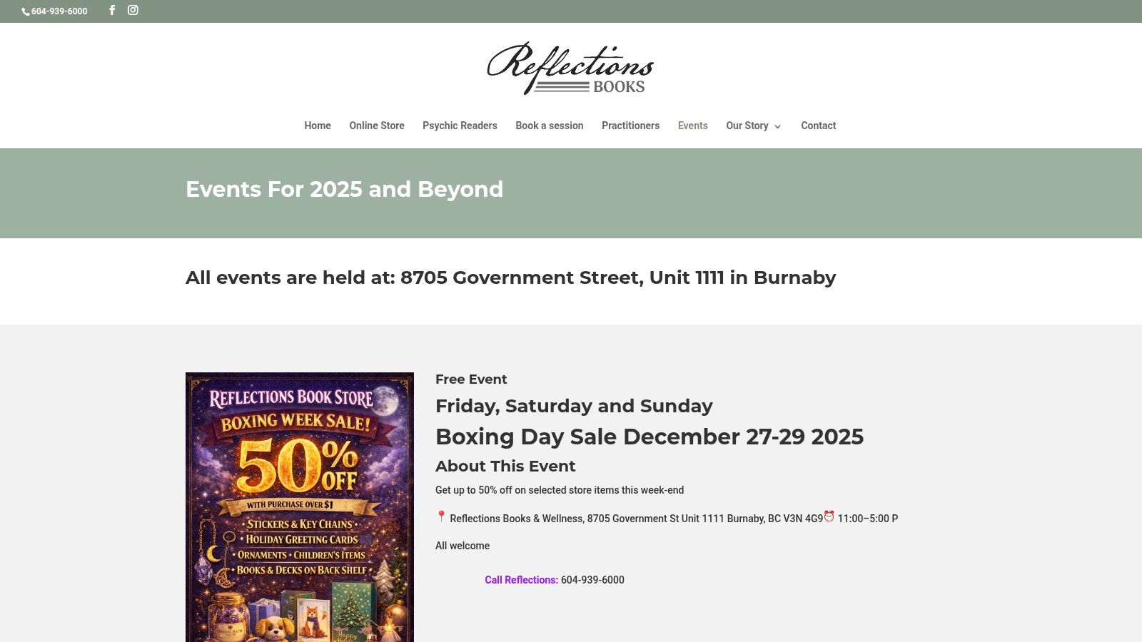 Reflections Books (Burnaby) — Monthly Psychic Market