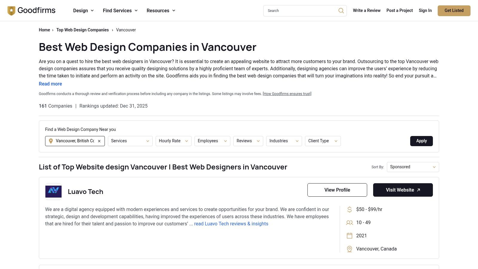 GoodFirms (Best Web Design Companies in Vancouver)