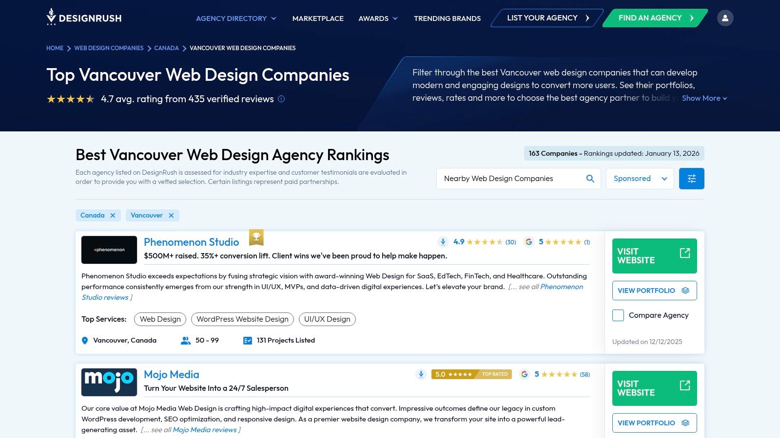 DesignRush (Top Vancouver Web Design Companies)