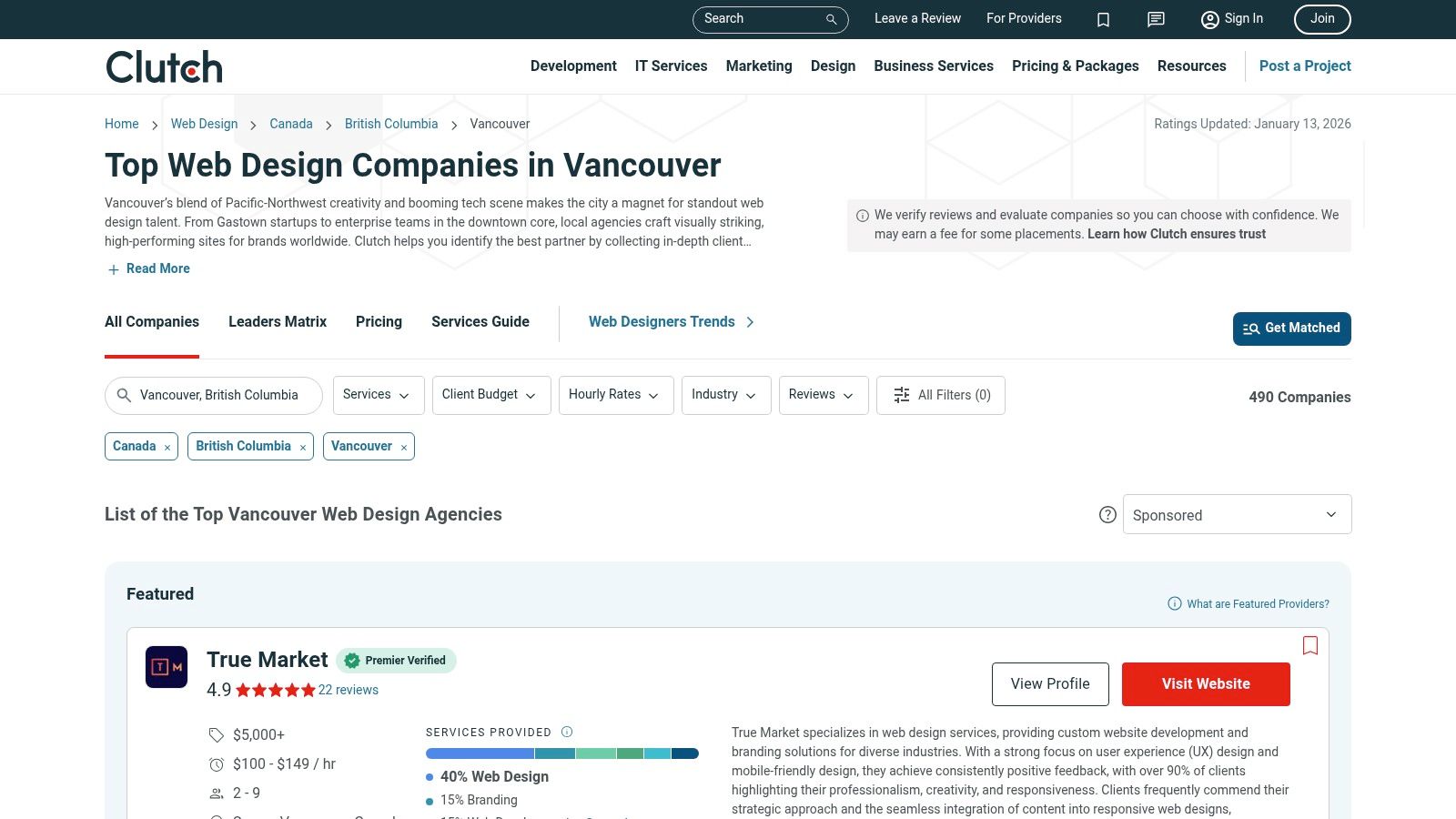 Clutch (Top Web Design Companies in Vancouver)