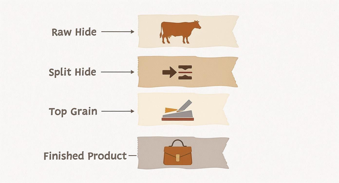 Infographic about what is top grain leather