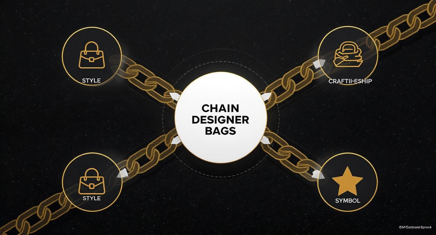 Infographic about chain designer bag