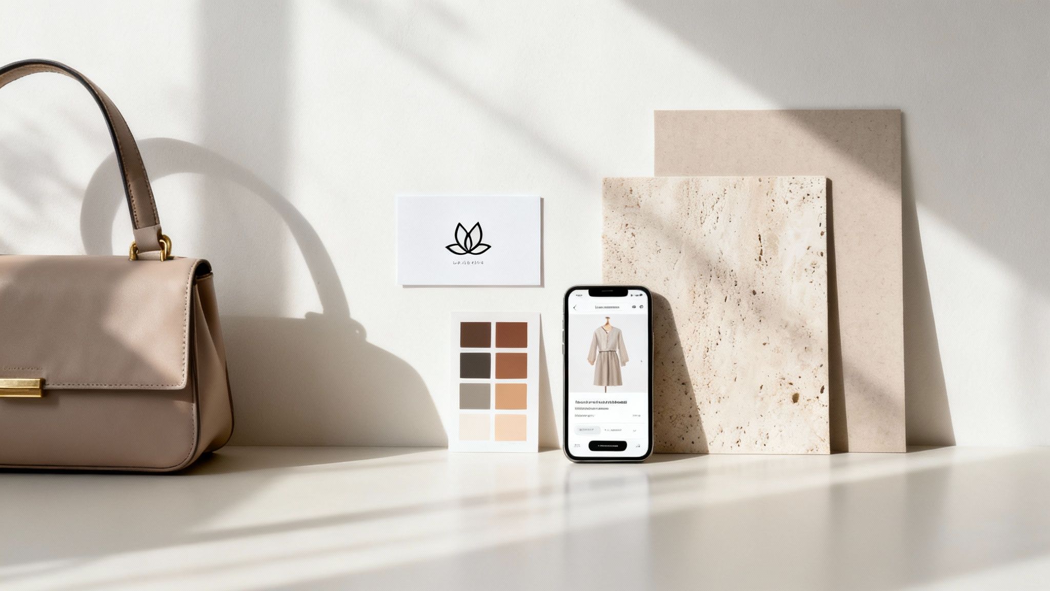 A stylish woman holding a luxury handbag, showcasing brand identity.