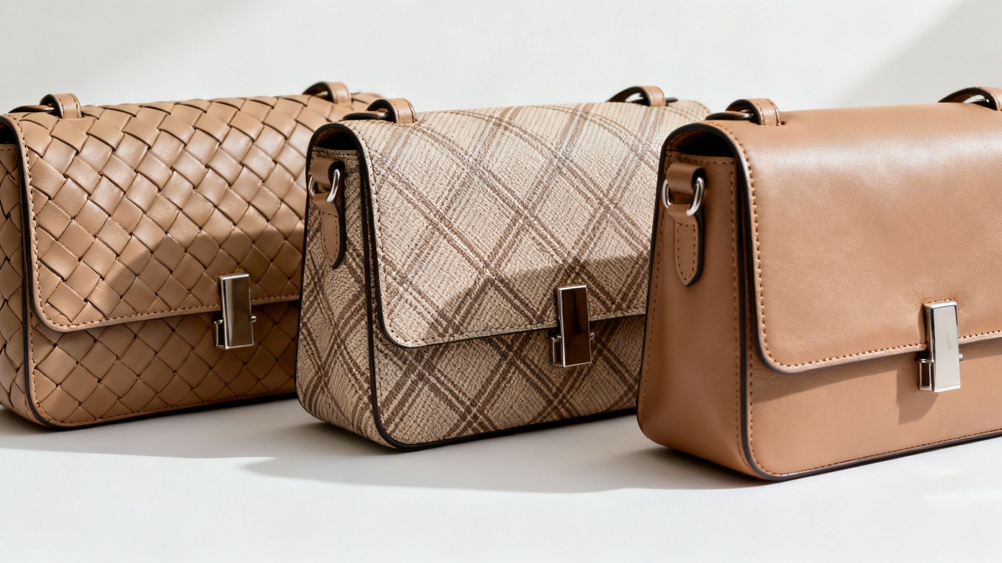 A classic, luxurious Italian leather handbag displayed elegantly