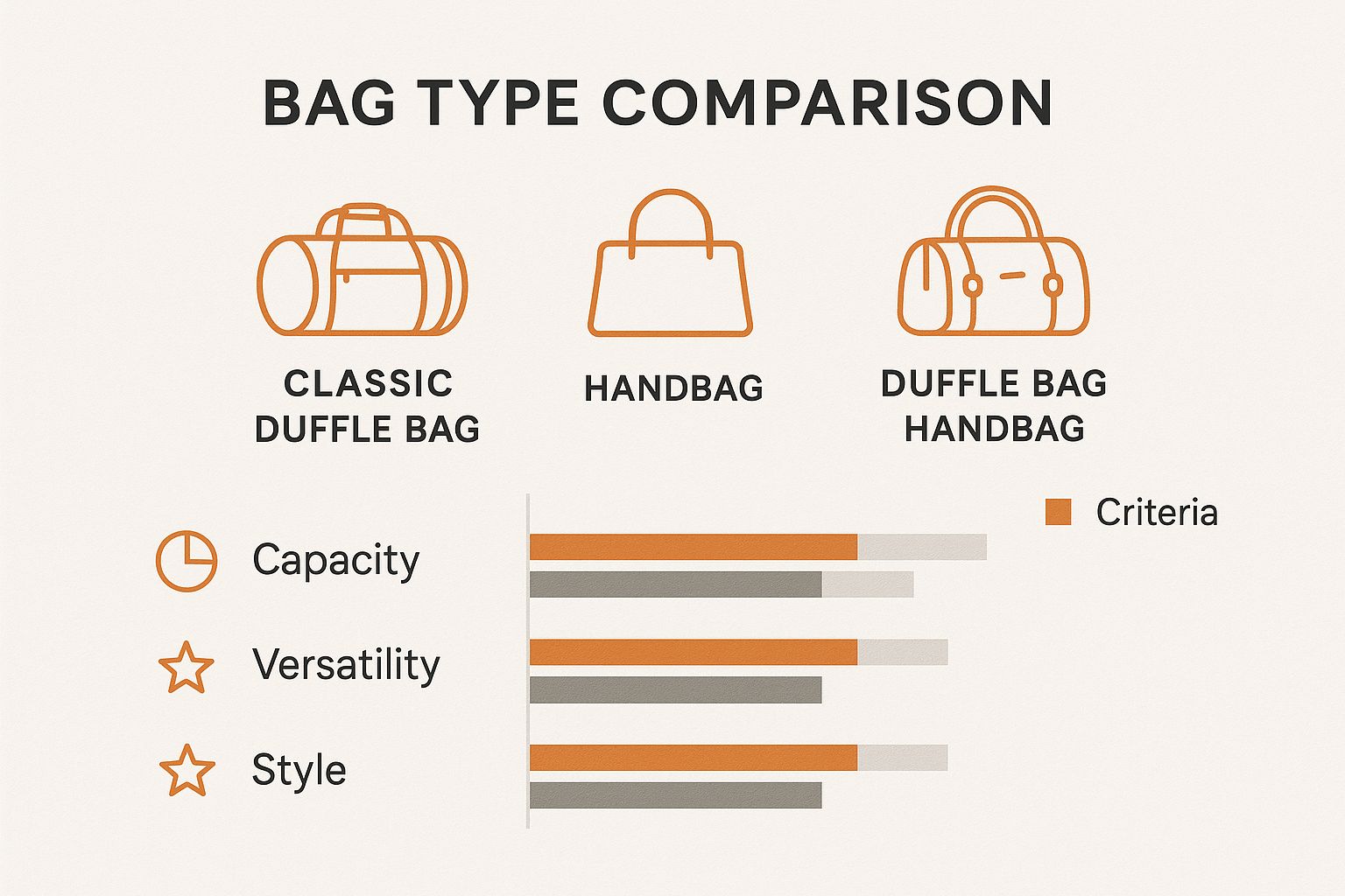 Infographic about duffle bag handbags