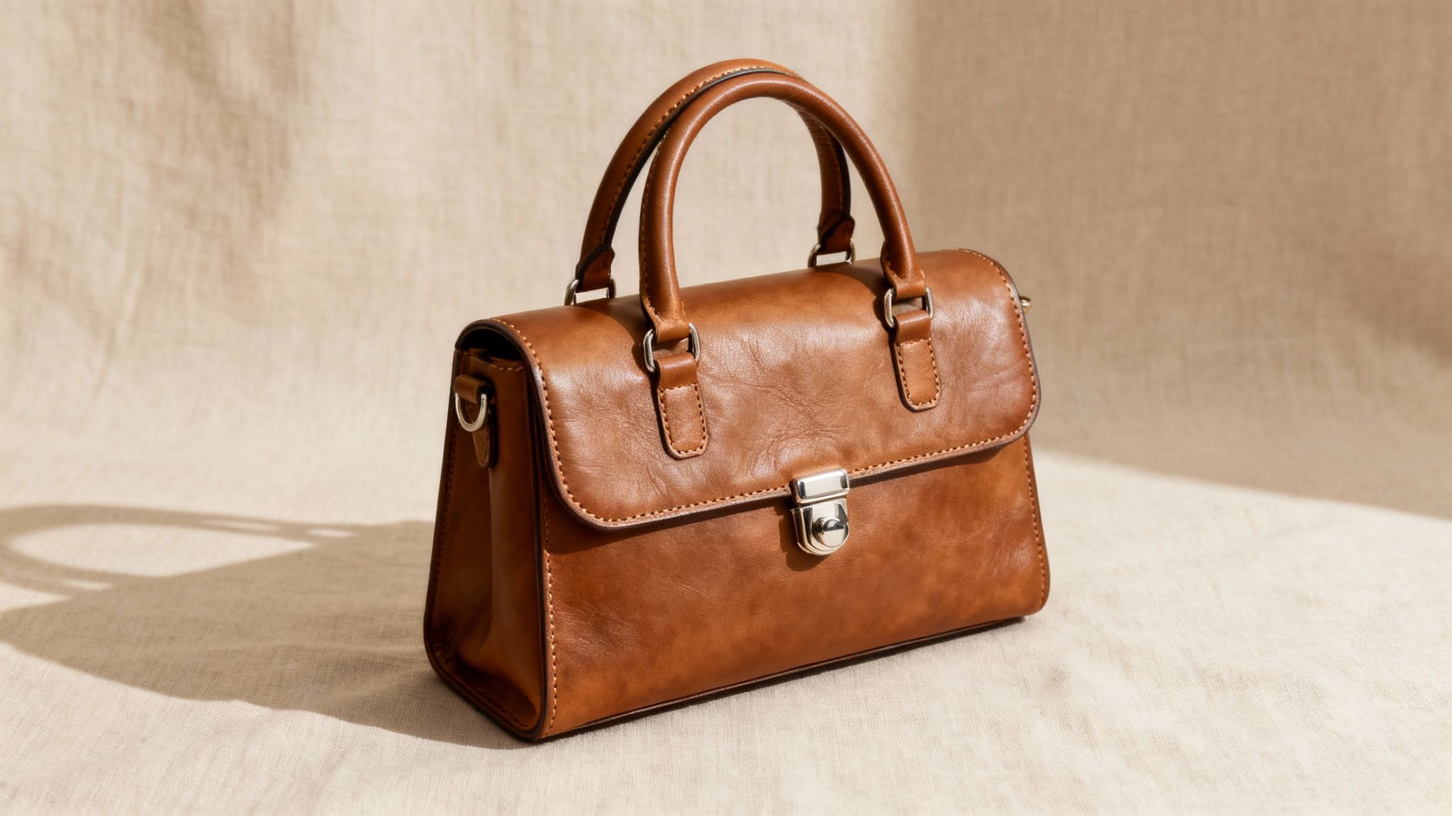 A woman holding a stylish, high-quality handbag that represents affordable luxury.