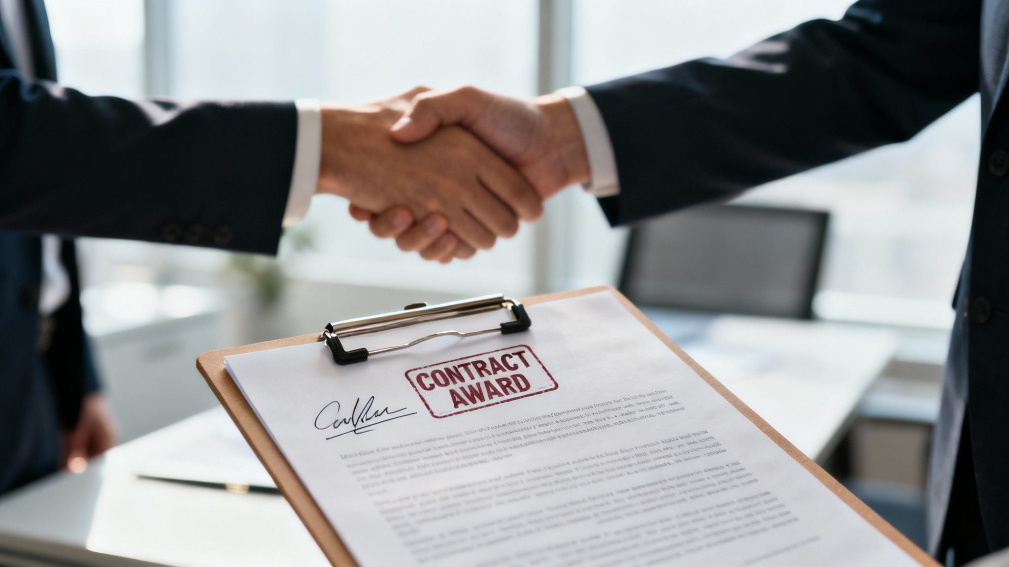 A business owner reviewing financial documents on a tablet with a calculator nearby.