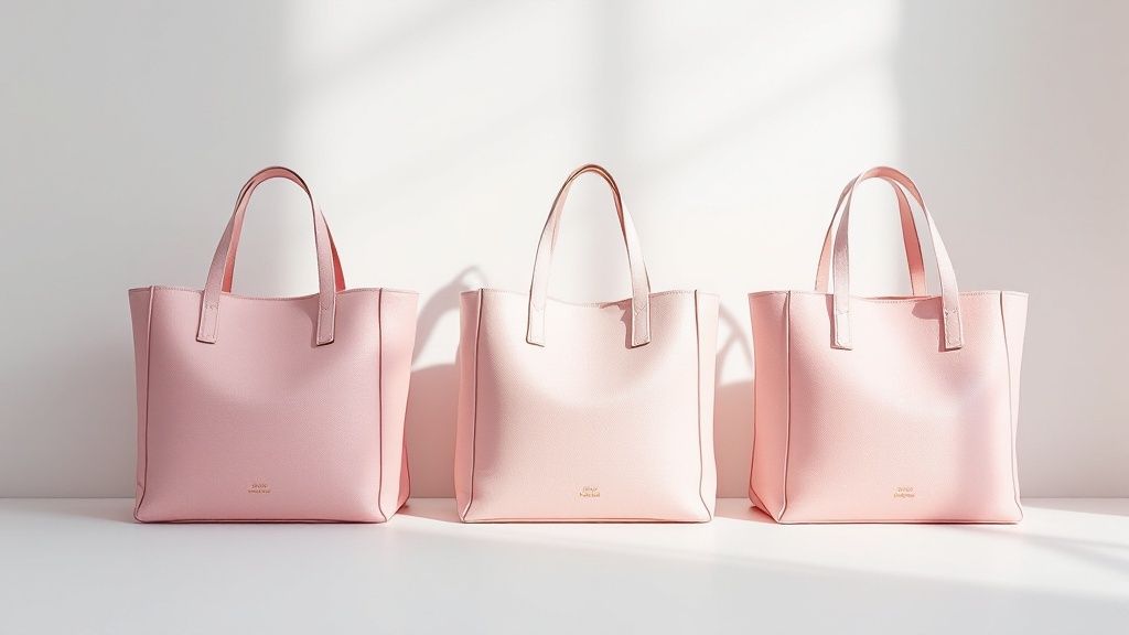 A person holding a stylish designer pink tote.