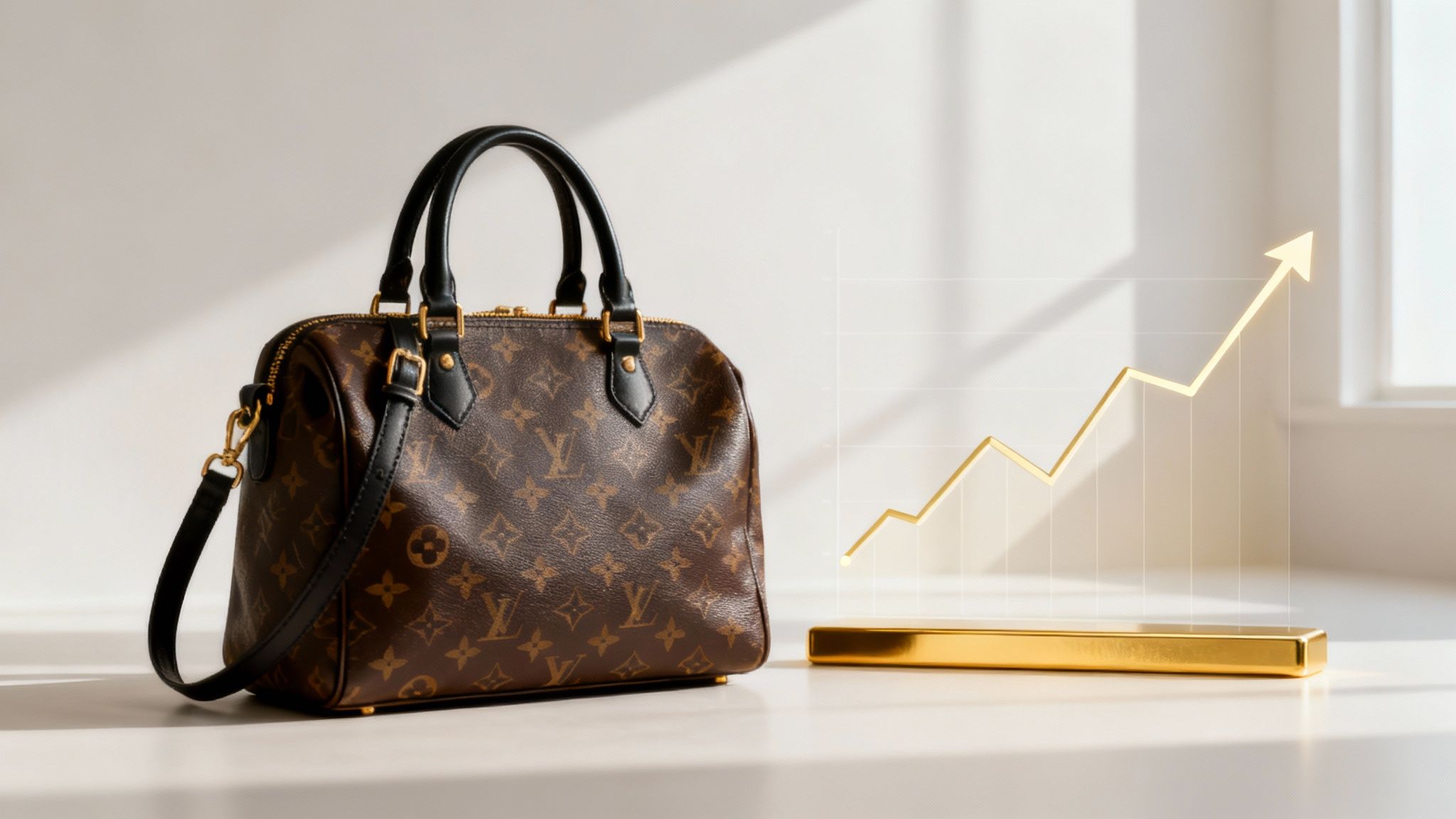 A collection of designer bags displayed on shelves, highlighting their potential as investments.
