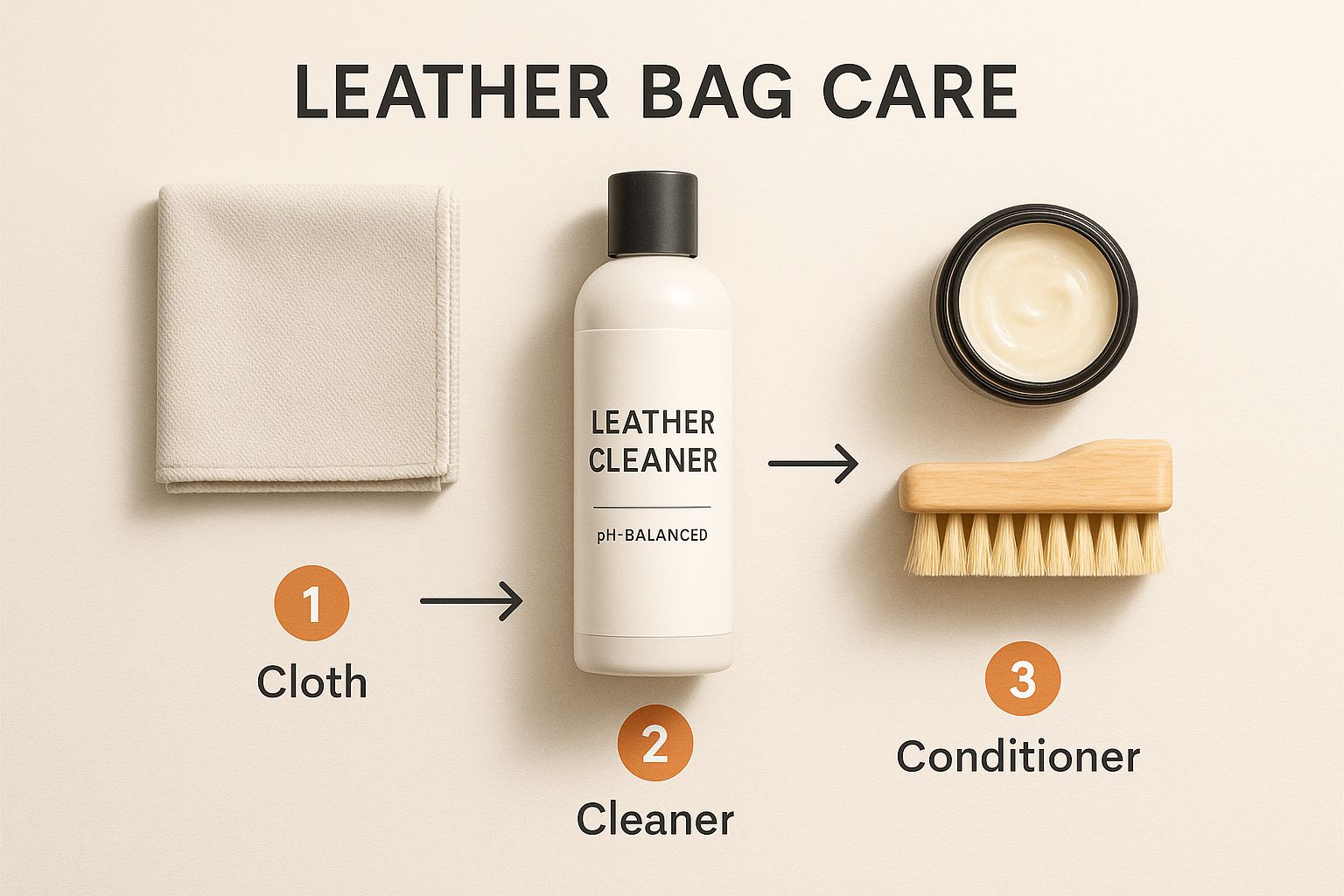 Infographic about how to care for leather bags