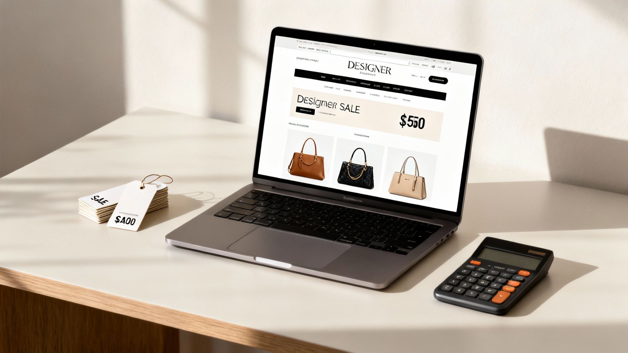 A person happily holding shopping bags with designer handbags under $500