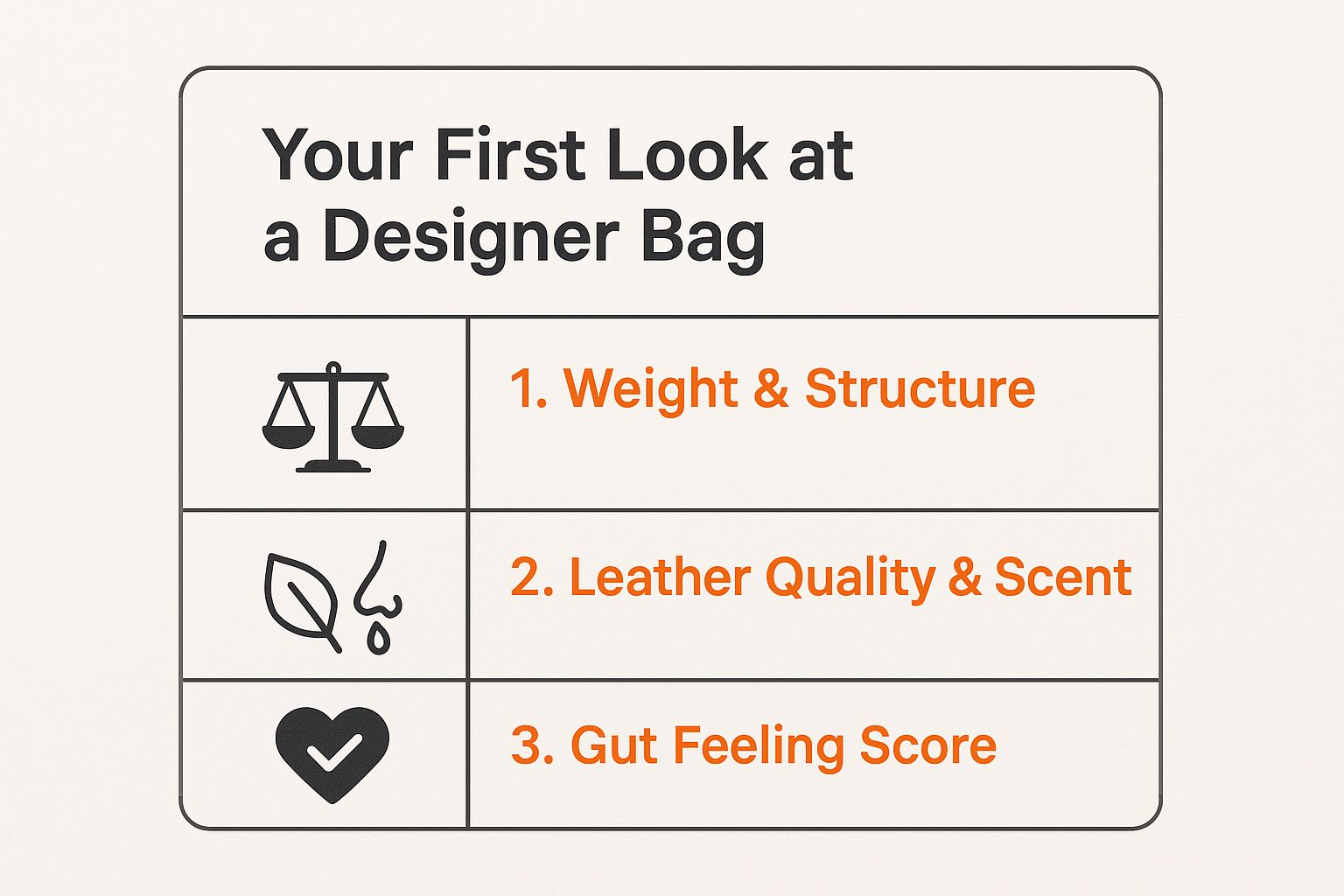 Infographic about how to spot fake designer bags