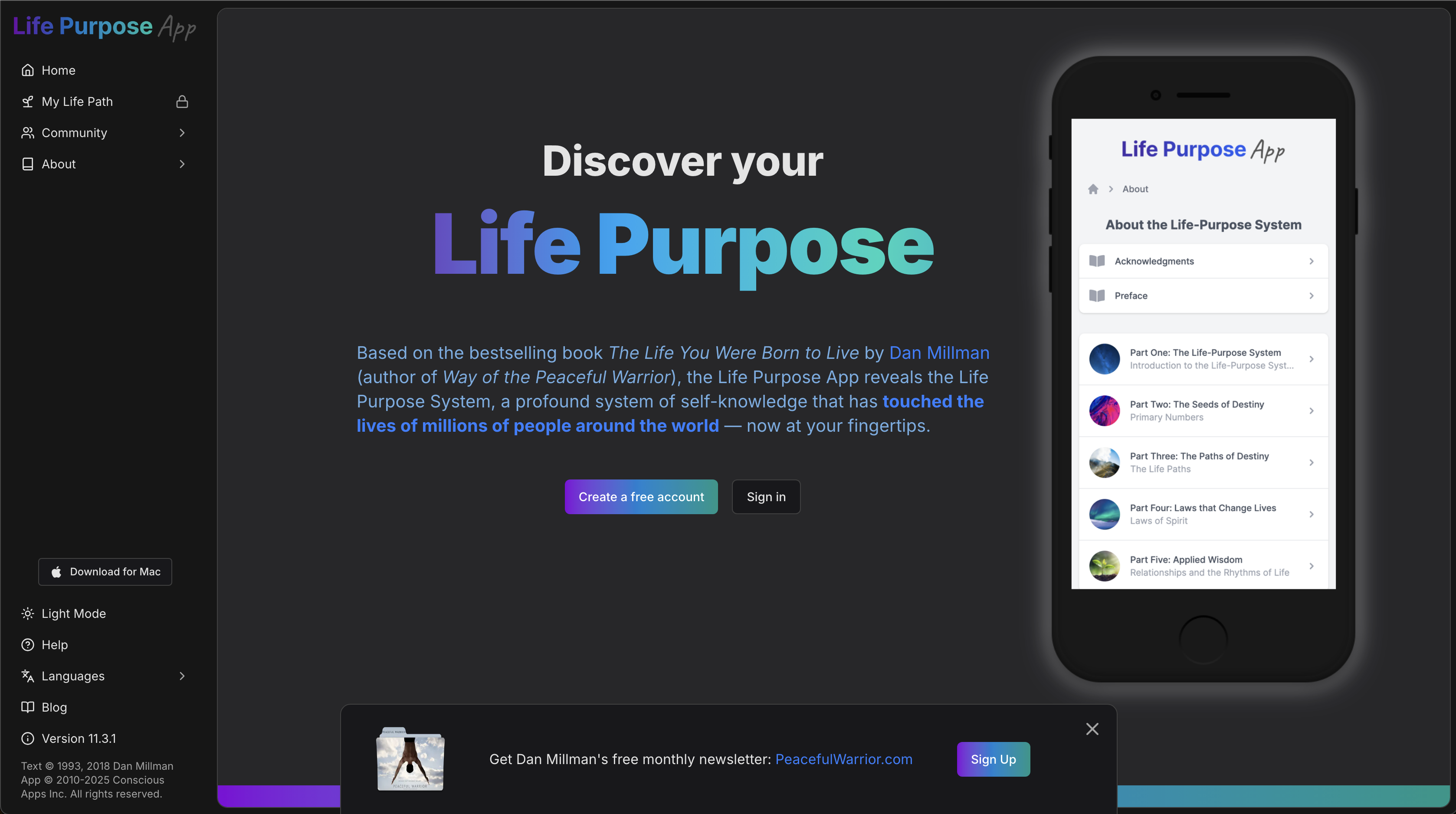 Life Purpose App website